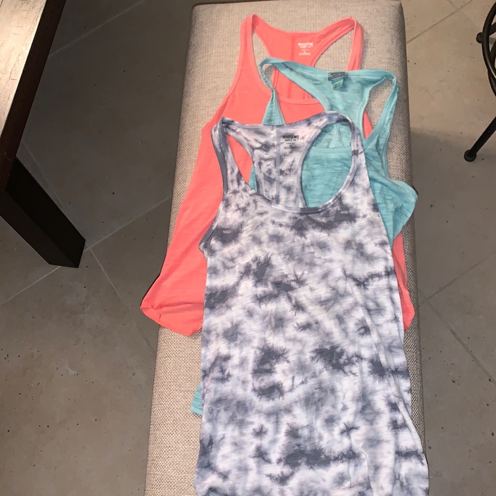 Lot of 3 raceback tanks, Mossimo, beautiful colors and staple wardrobe pieces